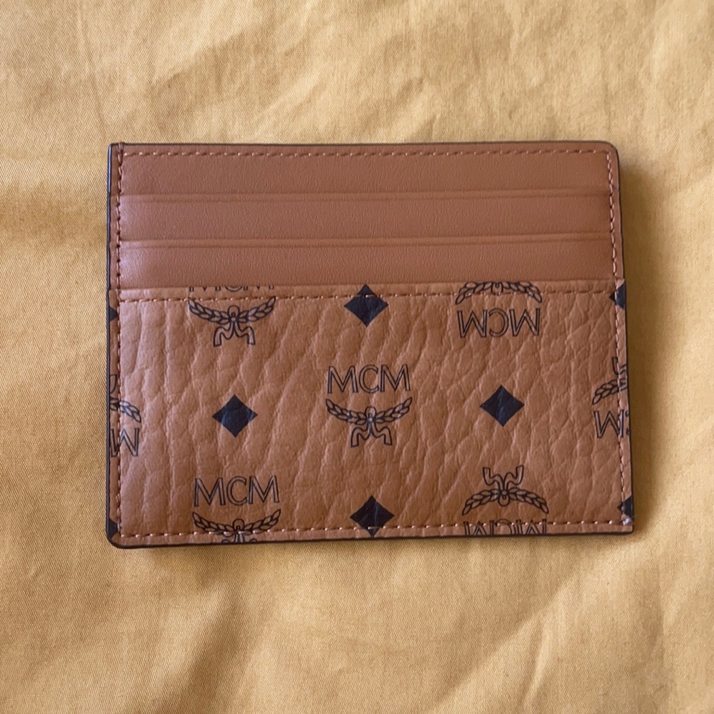 MCM Cognac Brown Logo Card Holder
